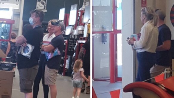 Senator Bridget McKenzie shopping at Bunnings in Wodonga, Victoria, alongside News Corp's Simon Benson.