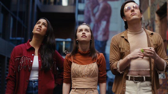 Olivia Junkeer, Naomi Higgins and Wil King in the sex- and expletive-filled comedy Why Are You Like This.