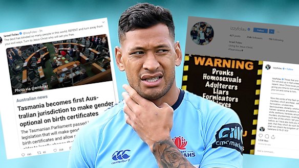 Israel Folau's social media posts.
