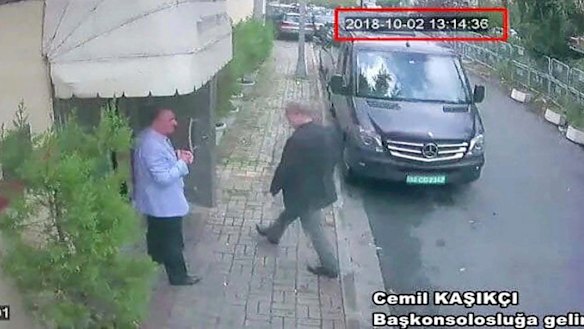 Saudi journalist Jamal Khashoggi entering the Saudi consulate in Istanbul, Tuesday, October 2, 2018. 