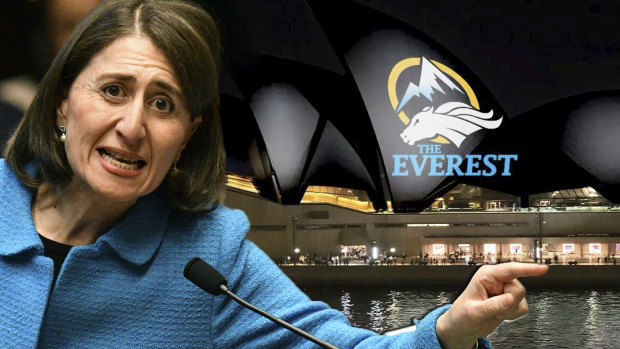 Gladys Berejiklian has instructed the Sydney Opera House to allow its sails to be lit up with colours, numbers and a trophy to promote next Saturday’s Everest horse race. 