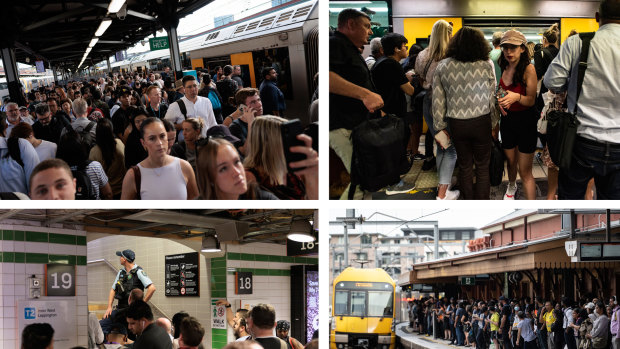The failure of the digital trains radio system halted all services at 2.45pm, leaving Sydney’s major stations flooded with commuters.