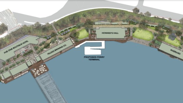 The location of the Howard Smith Wharves ferry terminal to open in 2020. 