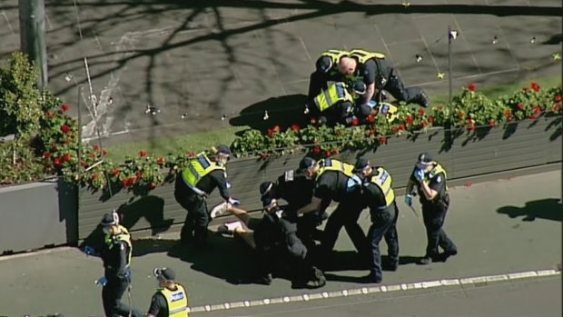 Arrests at the Melbourne protest.