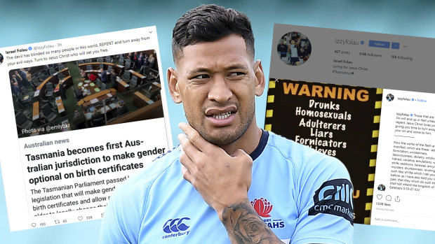 Israel Folau's social media posts.