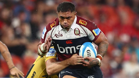 Richie Asiata has played nine games for the Reds this year, after missing the last Super Rugby Pacific season.