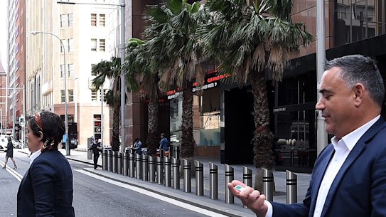 Mind your step, Deputy Premier ... John Barilaro on Friday. 