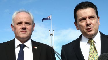 John Madigan, left, pictured with  Nick Xenophon, who called him "a man of enormous integrity".