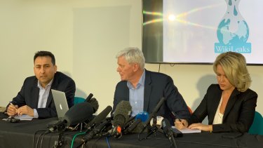 Wikileaks has discovered an extensive 'spying operation' against Julian Assange. From left Fidel Narvaez, former consul of Ecuador to London; Kristinn Hrafnsson, Editor-in-chief, WikiLeaks; Jennifer Robinson, Julian Assange's barrister.