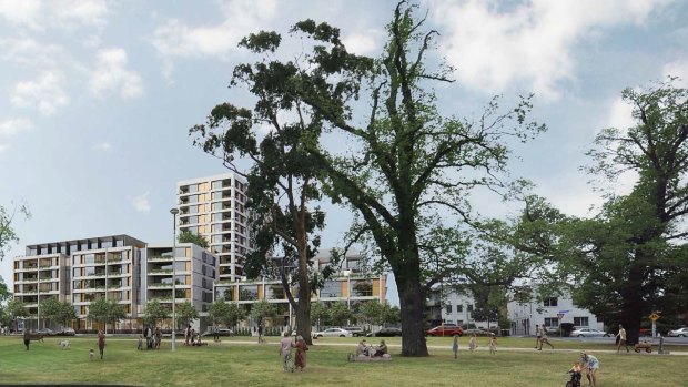An artist's impression of the 17-storey residential tower overlooking Princes Park.