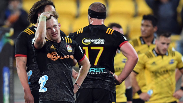 Missed opportunity: Damian McKenzie takes in defeat and the end of the Chiefs' season after full-time.
