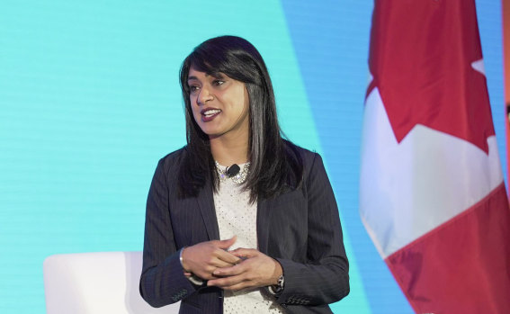 Bardish Chagger, leader of the Candian government in the house of commons and the former minister of small business, speaking at DWEN. 