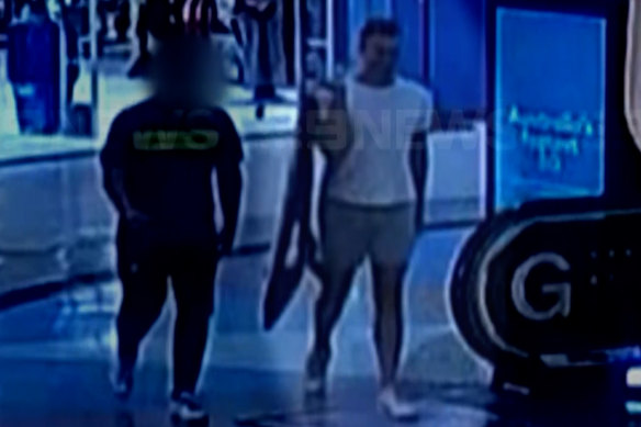 CCTV of Beau Lamarre-Condon buying a surfboard bag two days before the alleged murders. 