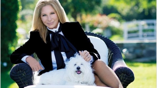 Barbra Streisand on Instagram with her dog Samantha.