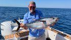 Matt Fowles with a southern bluefin tuna, weighing around 30 kilograms, caught off the coast of western Victoria.