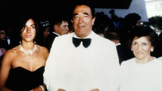 Ghislaine Maxwell with her parents, Robert and Elisabeth, at the Cannes Film Festival in 1987.