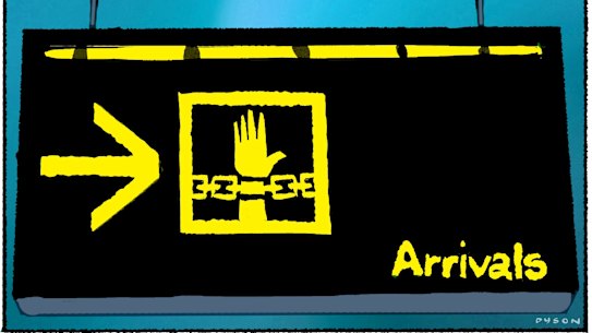 Dyson drawing; airport arrivals