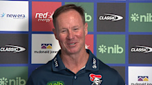 Knights coach Justin Holbrook speaking to media on grand final eve.