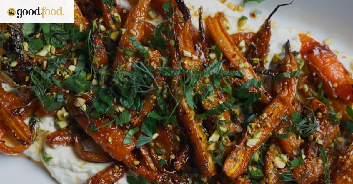 Roasted carrots with Angostura Bitters hot honey and whipped feta