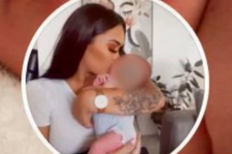 Sabrina Lightbody with her baby girl. 