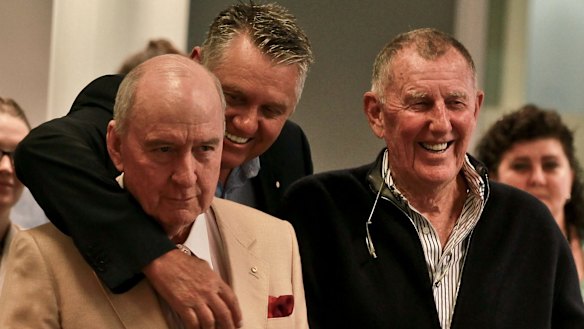 2GB presenters Alan Jones and Ray Hadley with station shareholder John Singleton.