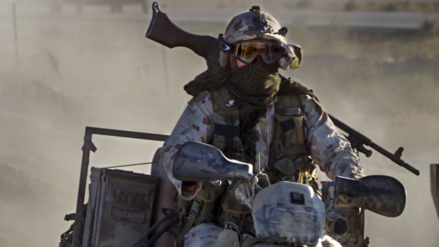 An SAS soldier on patrol near Bagram, Afghanistan.