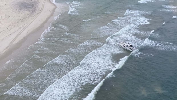 The 56-foot vessel washed up on the northern tip of Bribie Island, 90 kilometres north-east of Brisbane.