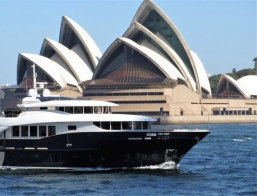 Richard Gu's yacht Fat Fish which has been repossessed by NAB and is being held by Slattery Auctions pending sale.
