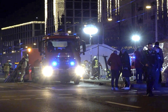 Emergency services attend an incident at the Christmas market.