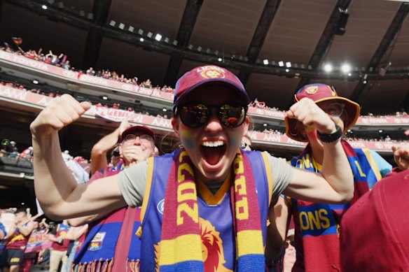 Brisbane supporters celebrating their win.