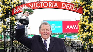 Denis Pagan, trainer of Johnny Get Angry, after winning the 2020 Victoria Derby. 