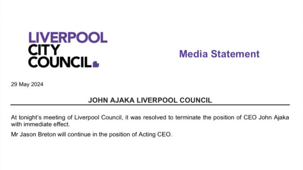 A council media release from May 29, since removed from the council’s website, announcing the immediate resignation of John Ajaka,