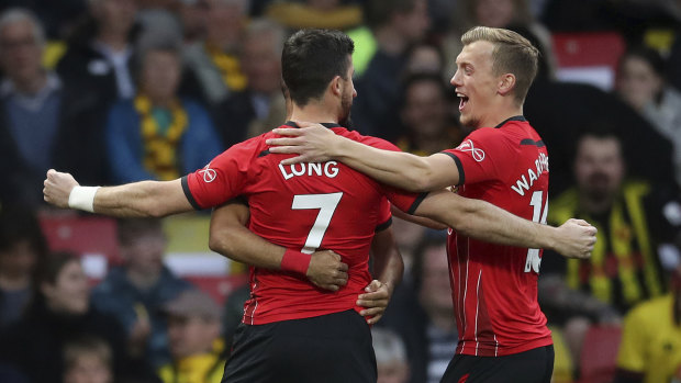 Southampton's Shane Long celebrates scoring his side's first goal of the game against Watford.