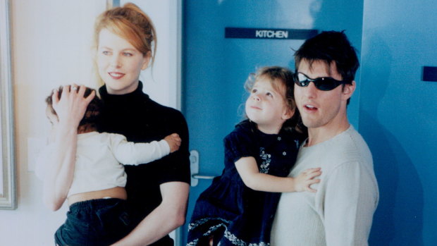 Nicole Kidman and Tom Cruise with children Bella and Connor in 1996.