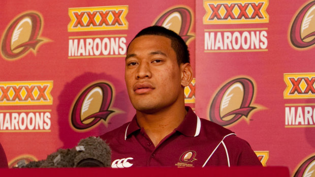 Back in the fold: Israel Folau addresses the media ahead of game two, 2010.