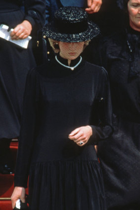 Princess Diana at the funeral of Princess Grace of Monaco in 1982.