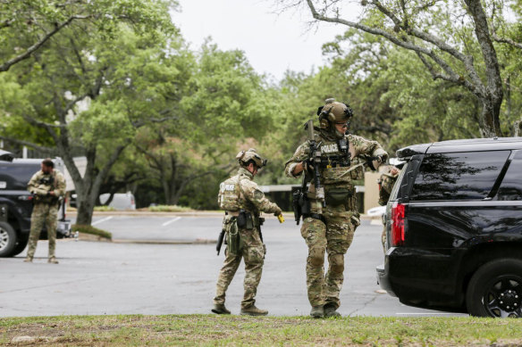 Authorities at the scene of the shooting in Austin, Texas on Sunday.