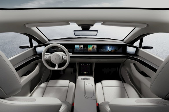 The interior of the Vision-S is filled with Sony tech.
