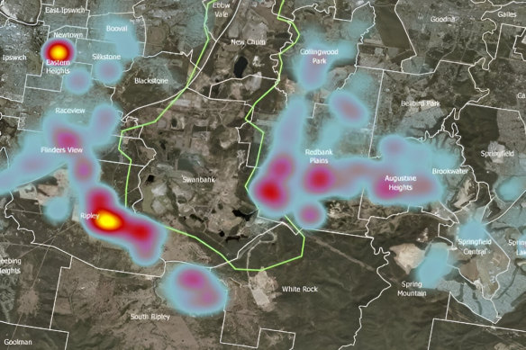 A heat map of Swanbank industrial area odour complaints.