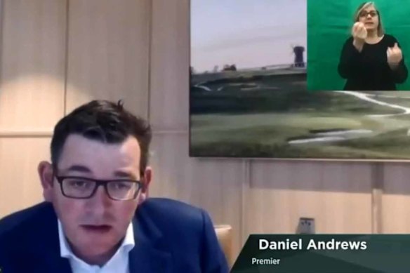 Premier Daniel Andrews speaking at the committee hearing on Tuesday.