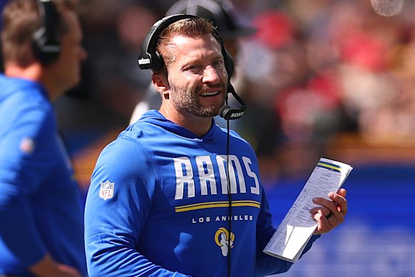 Rams coach Sean McVay on the sidelines at the MCG last week