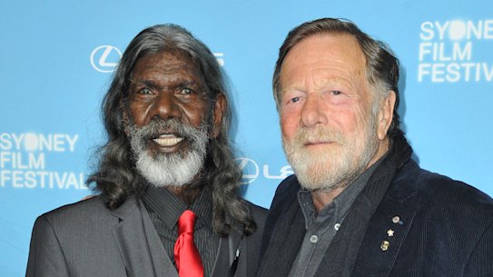 “Great mates”: Jack Thompson with David Gulpilil in 2016. 