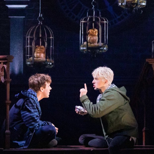 Sean Rees-Wemyss as Albus Potter and William McKenna as Scorpius Malfoy in Harry Potter and the Cursed Child.