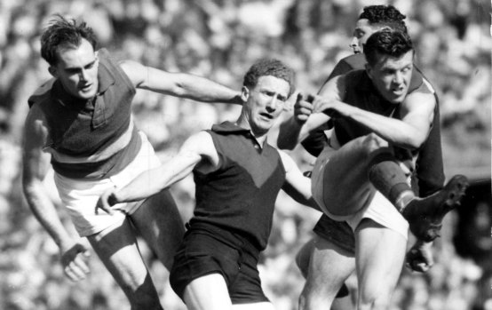 Action from the 1954 grand final.