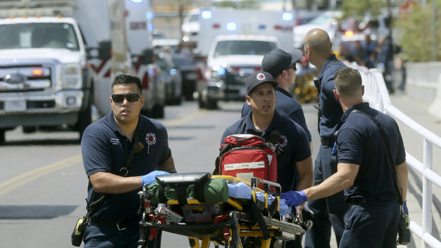 El Paso emergency personnel arrive at the scene of the Walmart shooting. 