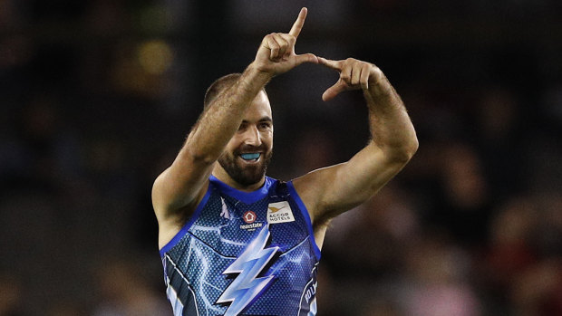 Six and out: Steele Sidebottom celebrates a goal, but the Bolts were bundled out before the final game.