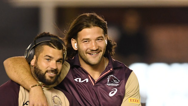 Broncos Adam Reynolds (left) and Pat Carrigan.