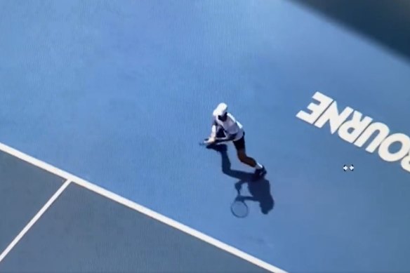 Novak Djokovic training at Rod Laver Arena on Tuesday.