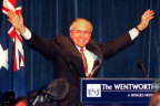 John Howard celebrates his election victory on March 2, 1996.