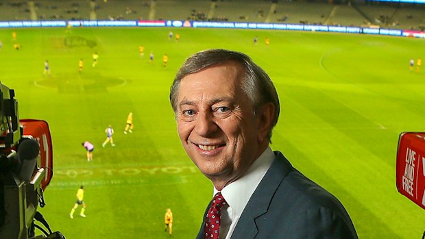 Former commentator Denis Cometti poses for a photo in the commentary booth at Etihad Stadium on June 5, 2016 in Melbourne, Australia. Cometti is retiring at the end of the 2016 AFL season. Photo by Pat Scala